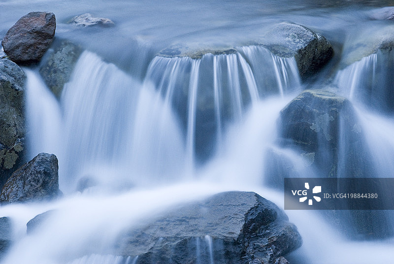 溪流中湍急的水流特写图片素材