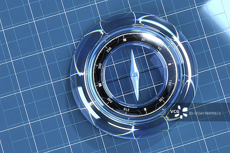 玻璃材质的指向北方的指南针图片素材