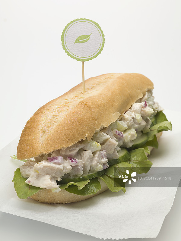 鸡肉沙拉潜艇堡特写图片素材