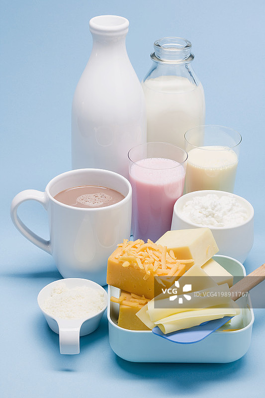 各种乳制品、奶酪和奶昔图片素材