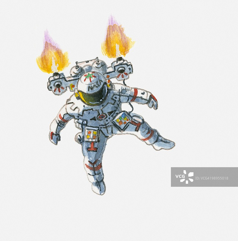 宇航员使用喷气推进器插画图片素材