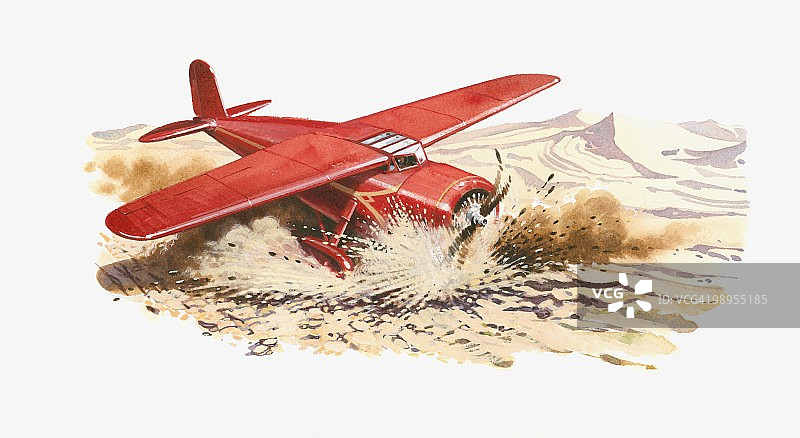 Amelia Earhart沙漠迫降插画图片素材