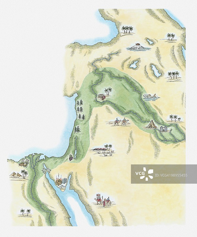 新月沃土带插画图片素材