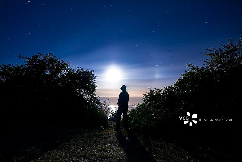 月光下的伊利湖夜景图片素材