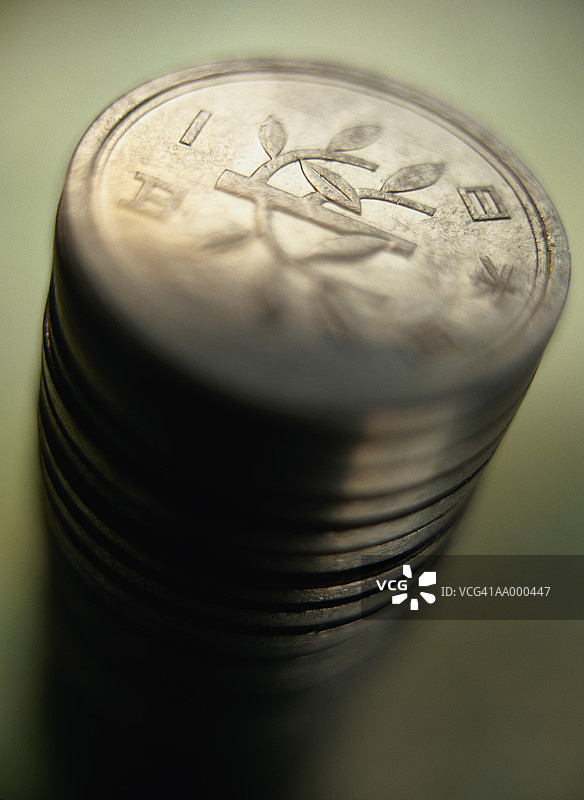 日元堆叠特写图片素材