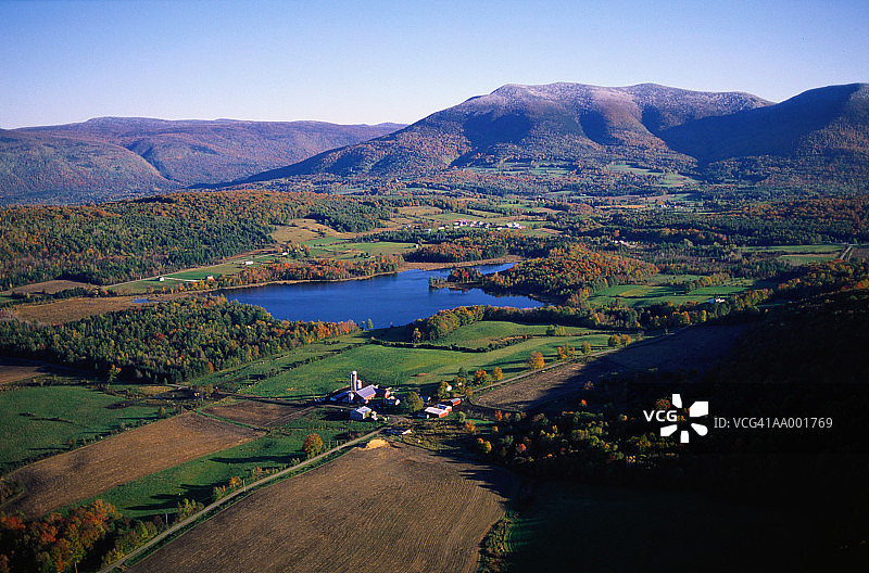 佛蒙特州拉特兰北部农场航拍图片素材