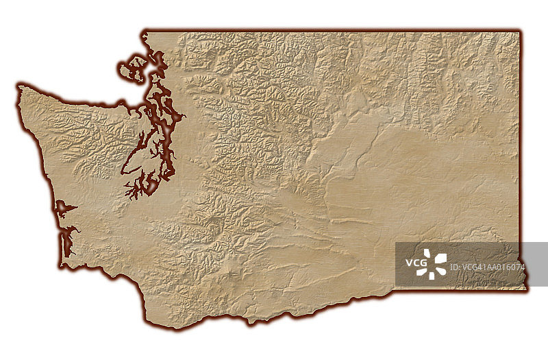 华盛顿州地形图图片素材