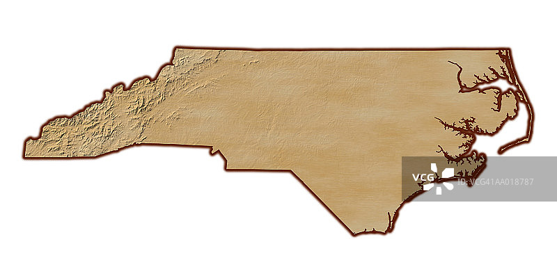 北卡罗来纳州地形图图片素材