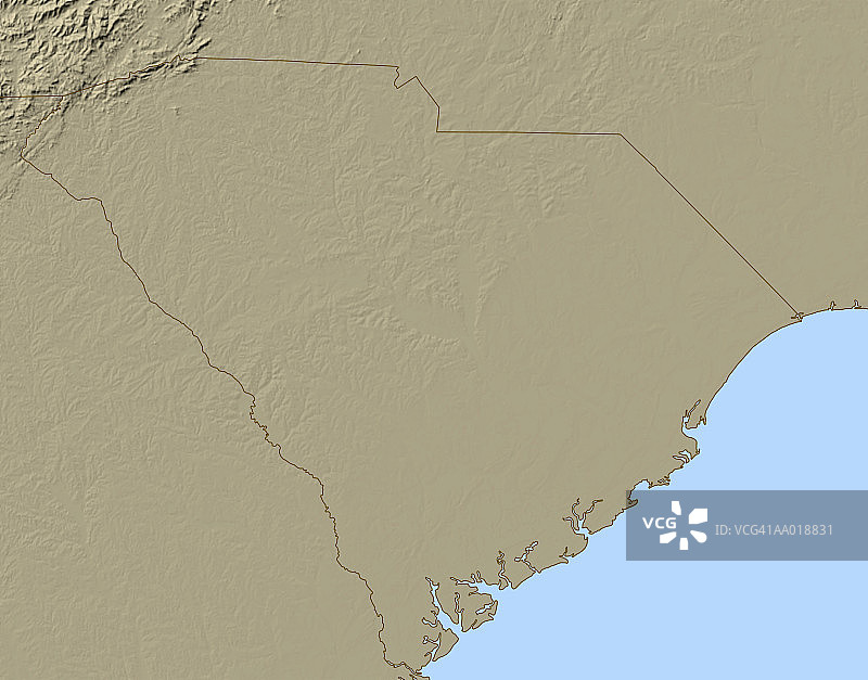 南卡罗来纳州地形图图片素材