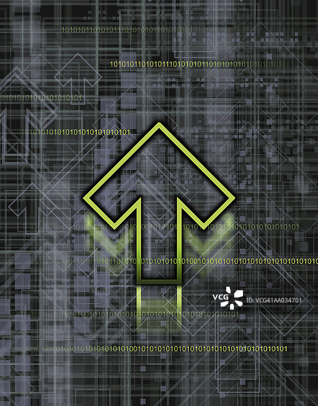 方向箭头和二进制代码图片素材