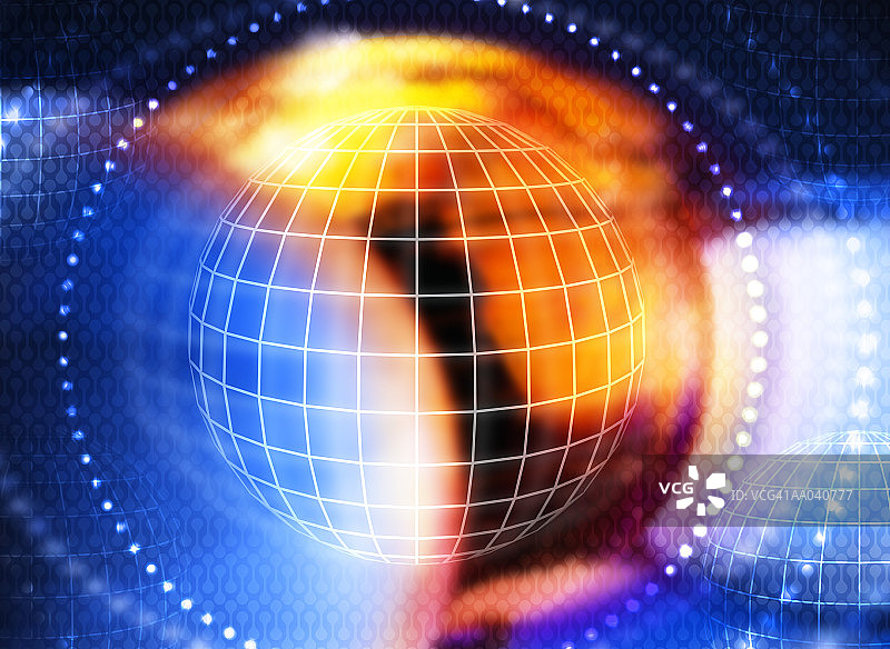 带有经纬线的球体（数字生成）图片素材