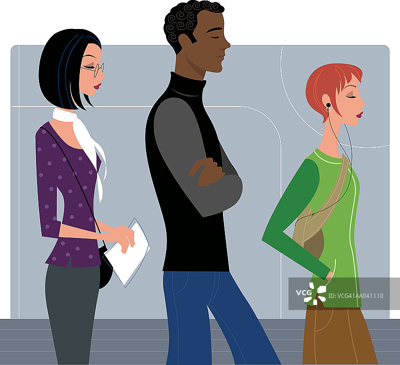 排队的人群侧视图图片素材