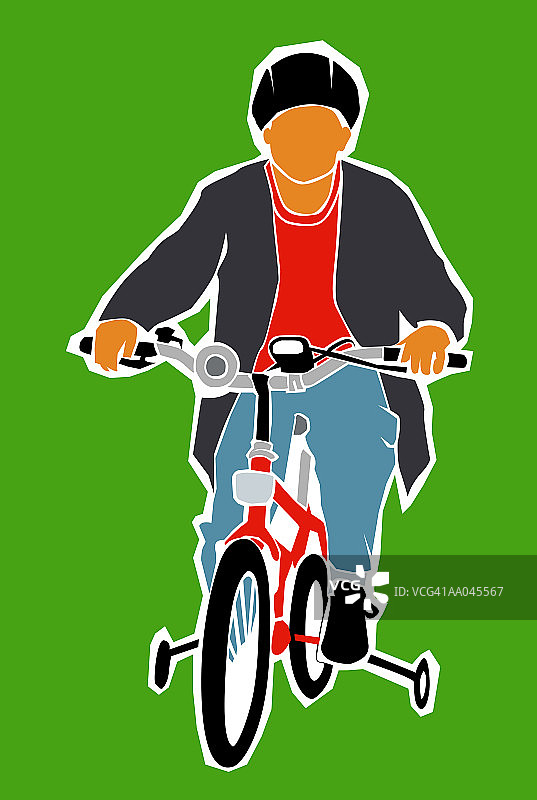 男孩学习骑自行车图片素材