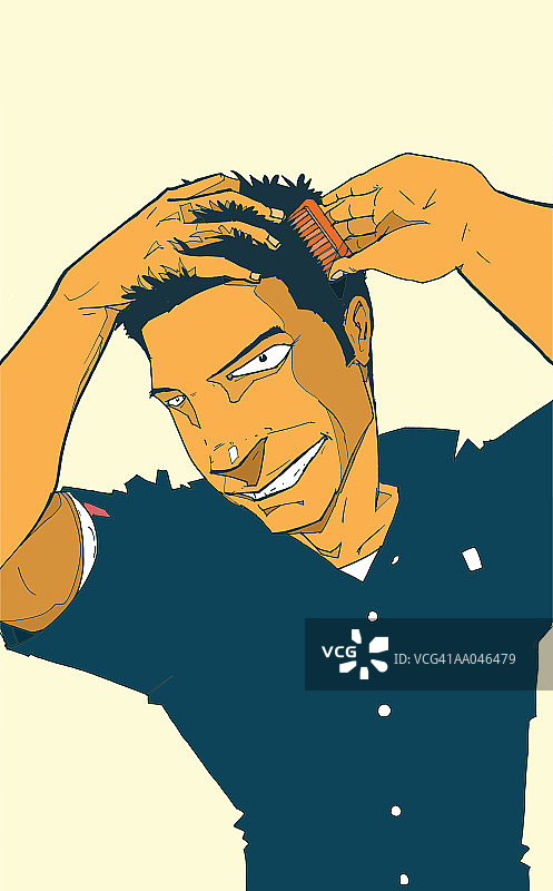 男人在梳头图片素材