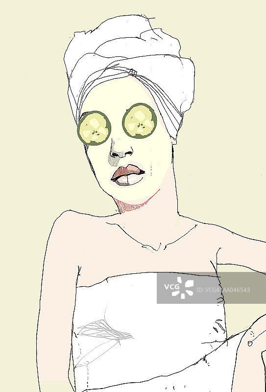 做美容护理的敷面膜女人图片素材