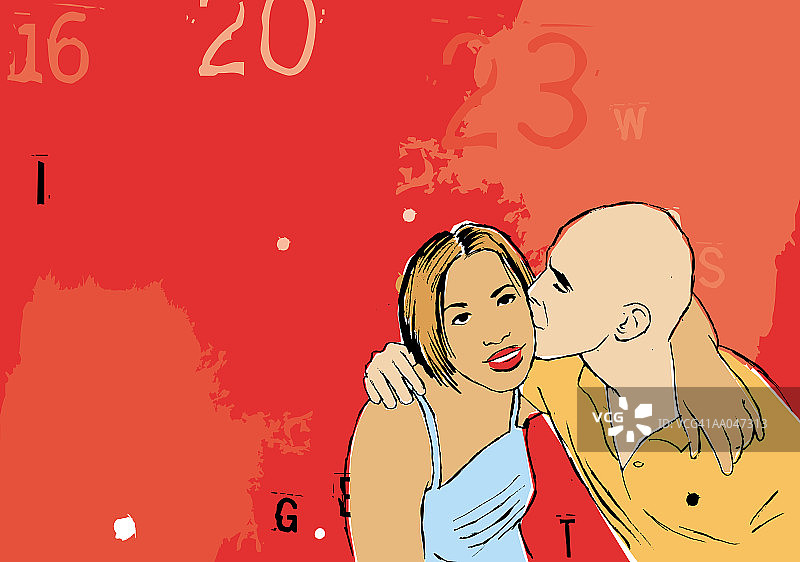 年轻男人亲吻女人的脸颊图片素材