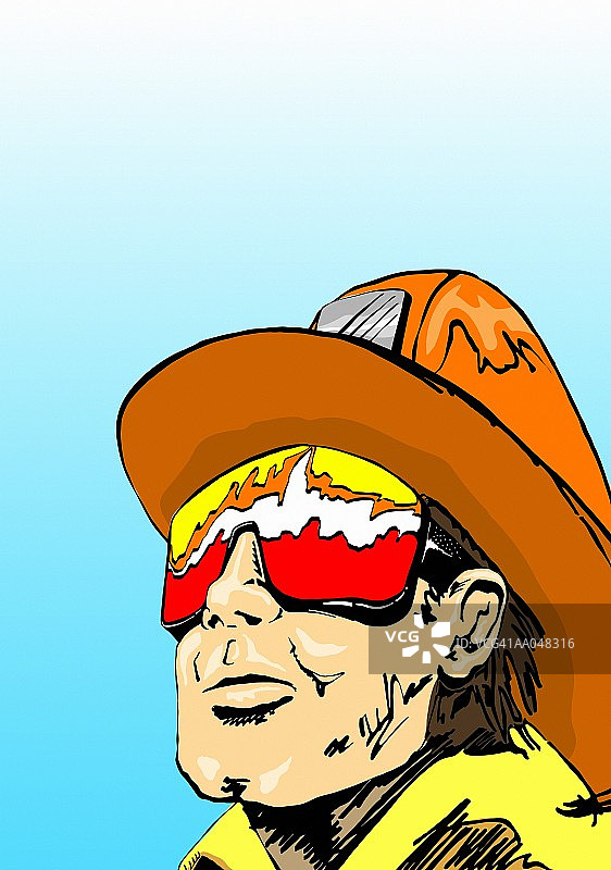 消防员抬头仰望特写图片素材