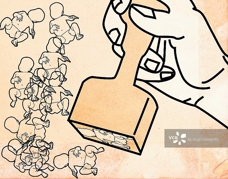 印章上的婴儿轮廓图片素材