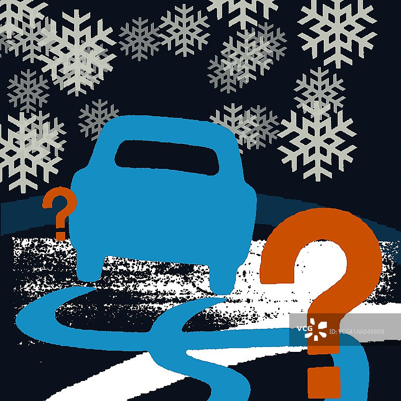 在结冰路面上滑行的汽车（数字）图片素材