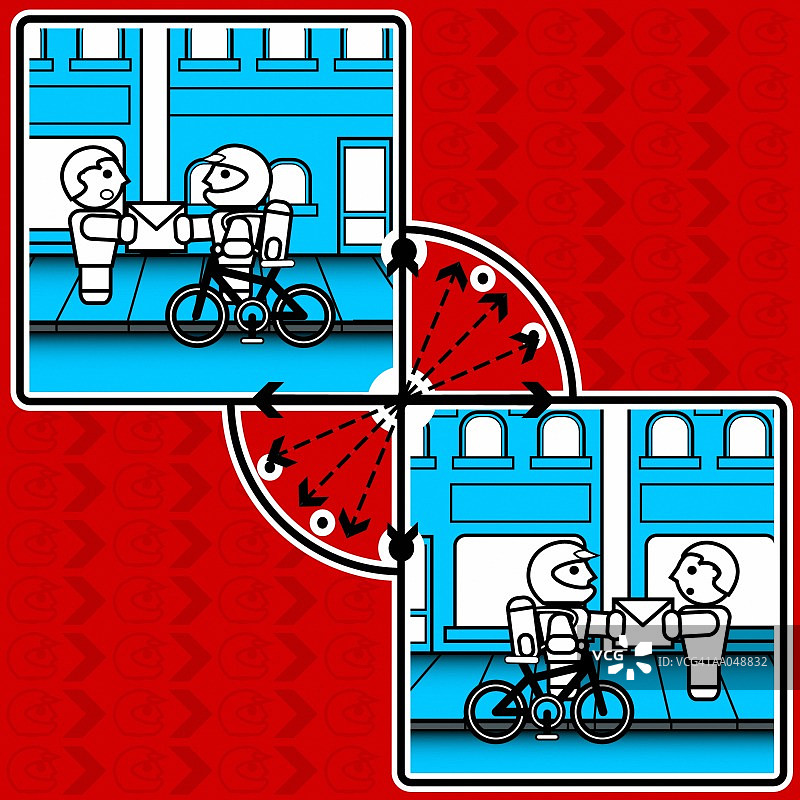 送货的自行车男信使（数字生成）图片素材