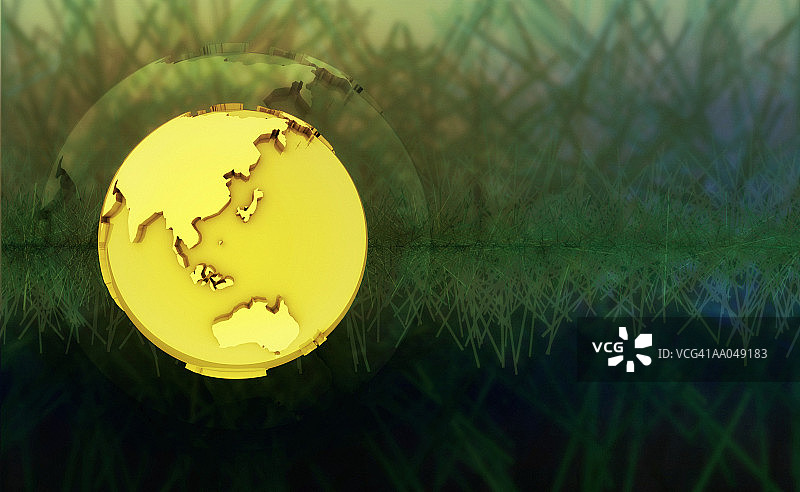 东半球的黄色地球仪图片素材