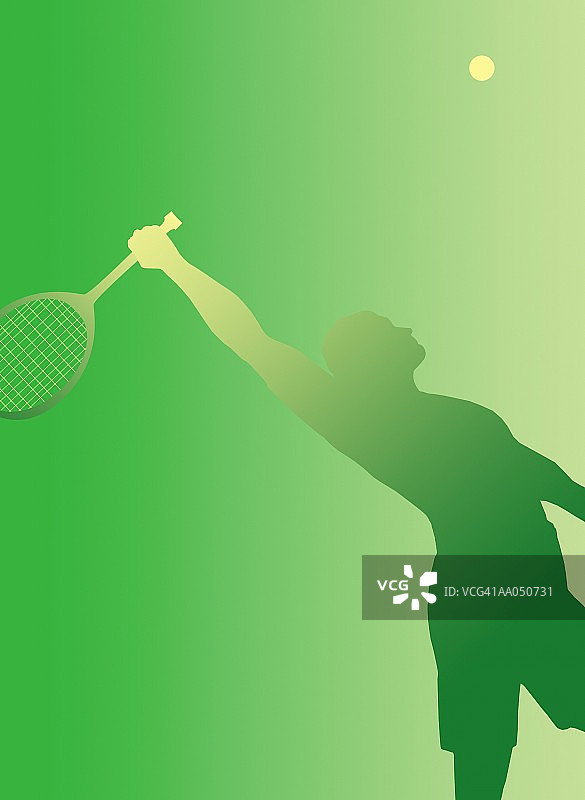 男人准备击打网球，侧视图图片素材