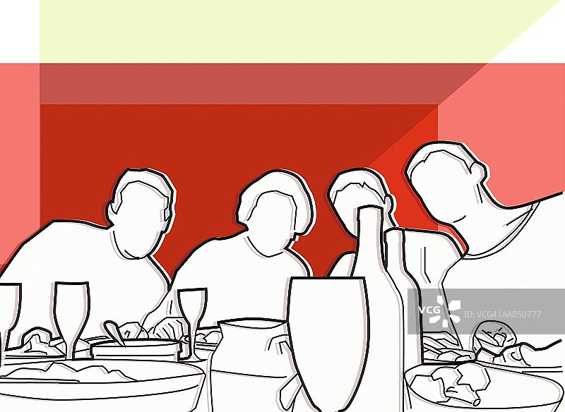 餐桌旁的一家人的肖像图片素材