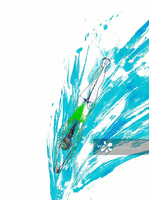 水下游泳的女人，高角度视角图片素材