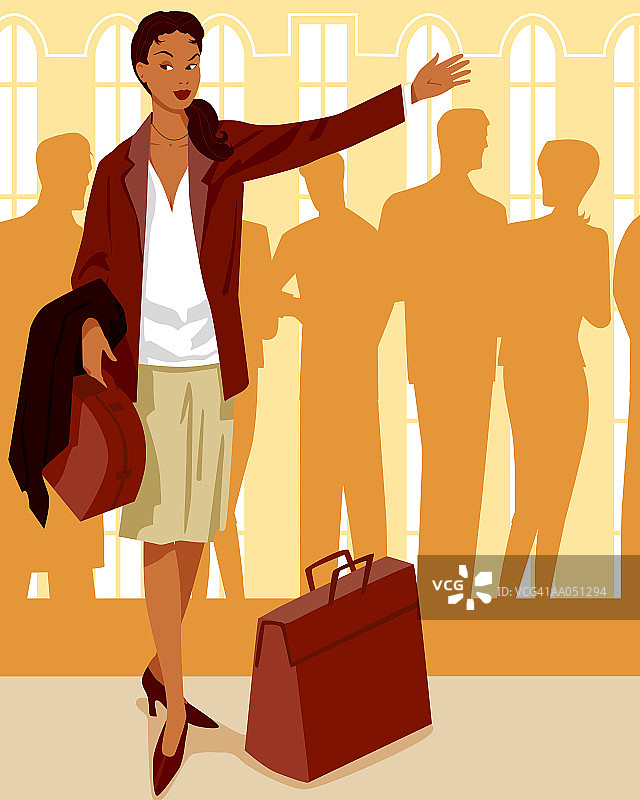 女商人正在招手叫出租车图片素材