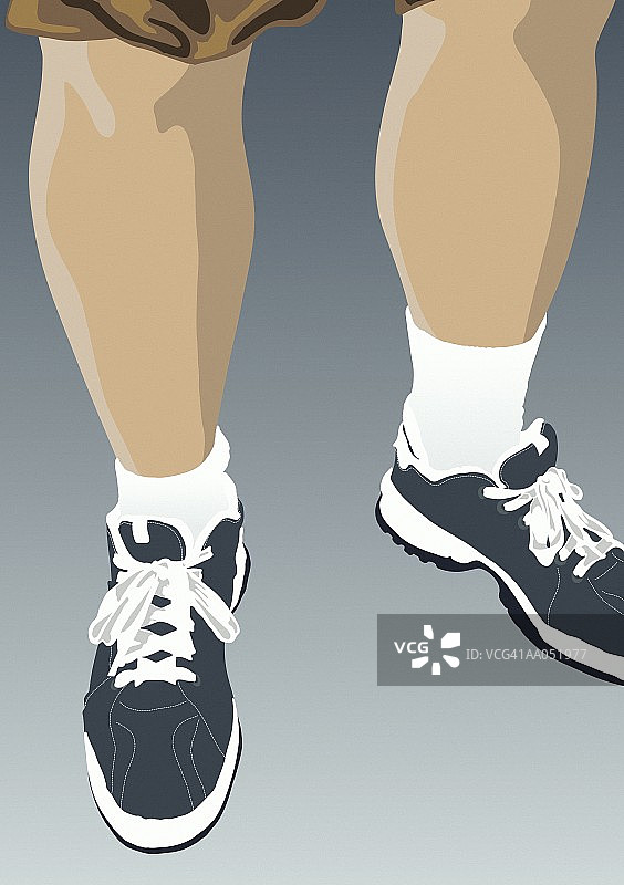 穿着运动鞋的男人，低角度拍摄图片素材