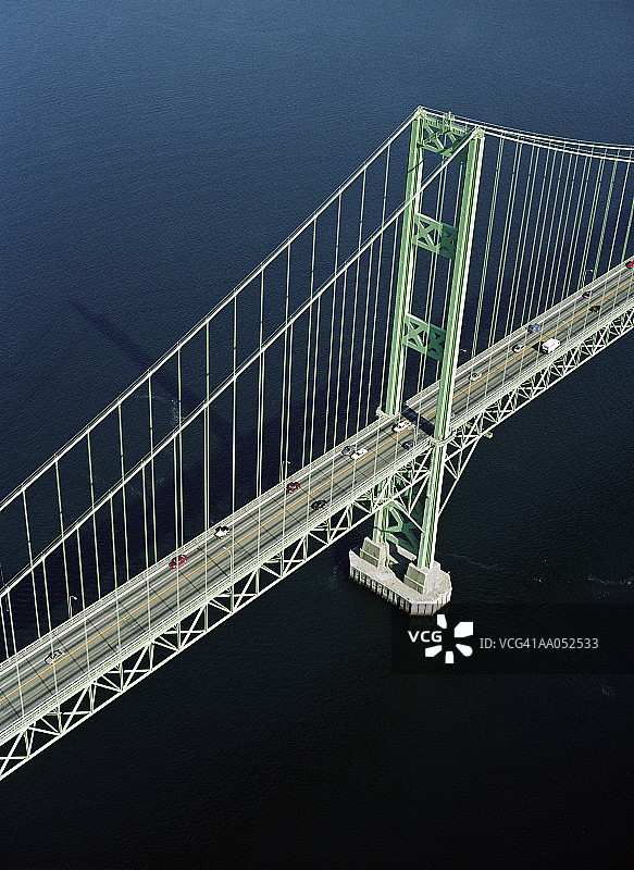 美国华盛顿州塔科马：塔科马海峡大桥的航拍图图片素材