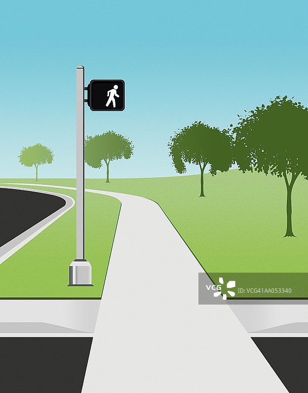 人行横道上的步行信号灯图片素材