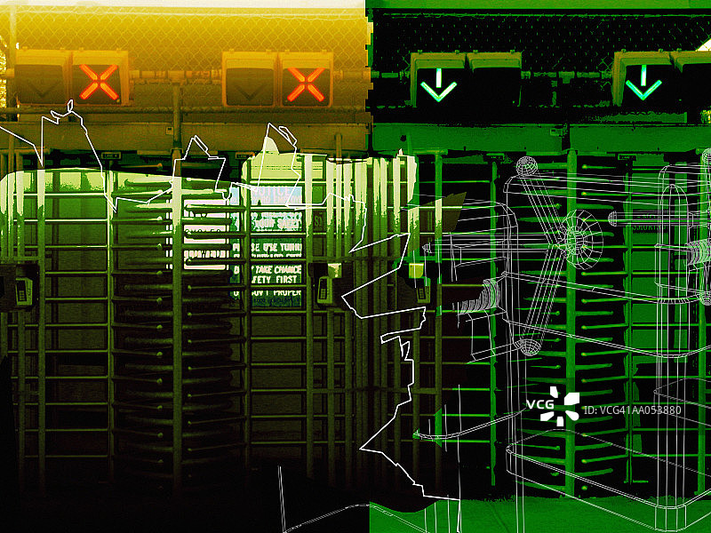 数字增强的旋转栅栏图片素材