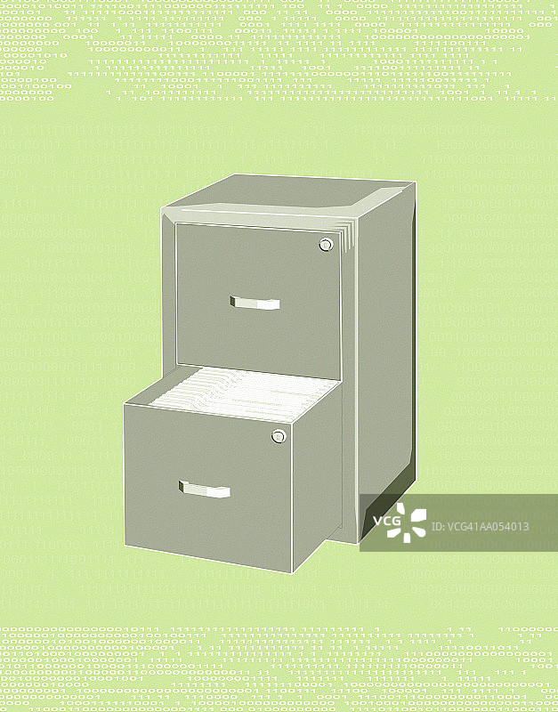 底部抽屉打开的档案柜图片素材