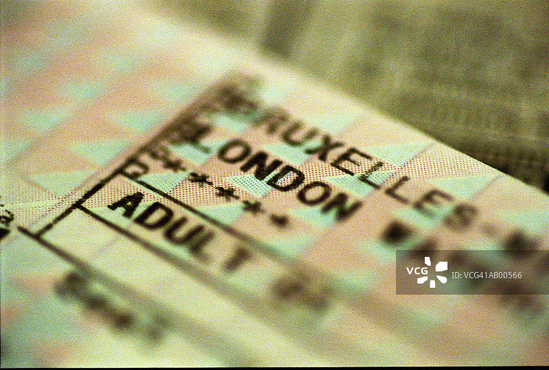 从伦敦到布鲁塞尔的欧洲之星火车票特写图片素材