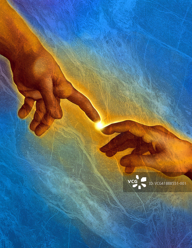 《创造亚当》局部（数字合成）图片素材