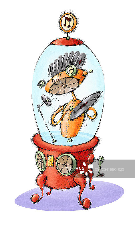 机器人唱片骑师图片素材