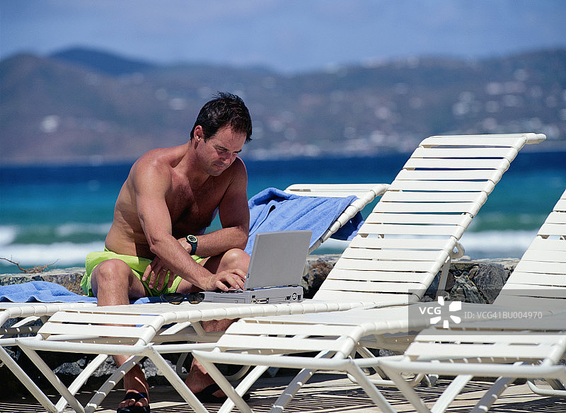 休假中的沮丧男商人图片素材