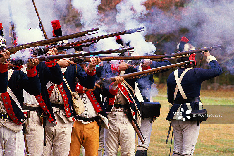 美国独立战争士兵重演图片素材