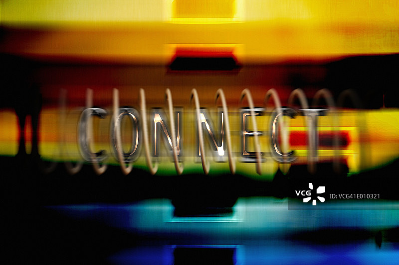 高度像素化的“连接”一词，周围有线圈图片素材