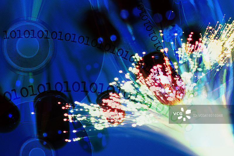 彩色CD、二进制和光纤图像图片素材