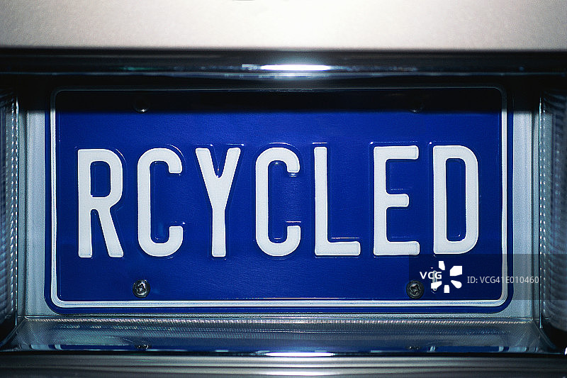 带有“RECYCLED”字样的车牌图片素材