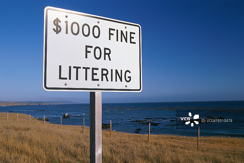 禁止乱扔垃圾罚款标志图片素材