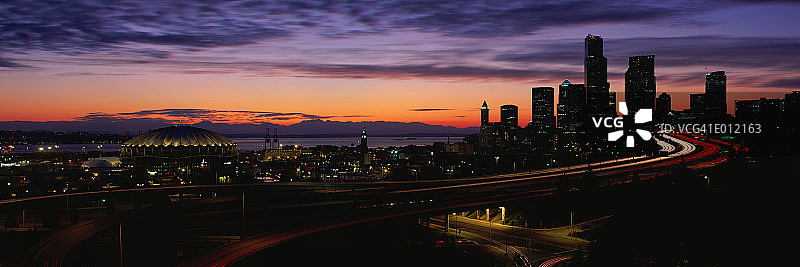 西雅图天际线日落景色图片素材