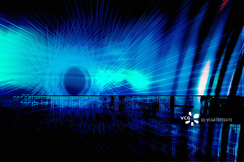 黑色背景上的蓝色合成抽象图片素材