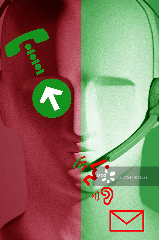 戴着耳机的模特头部图片素材