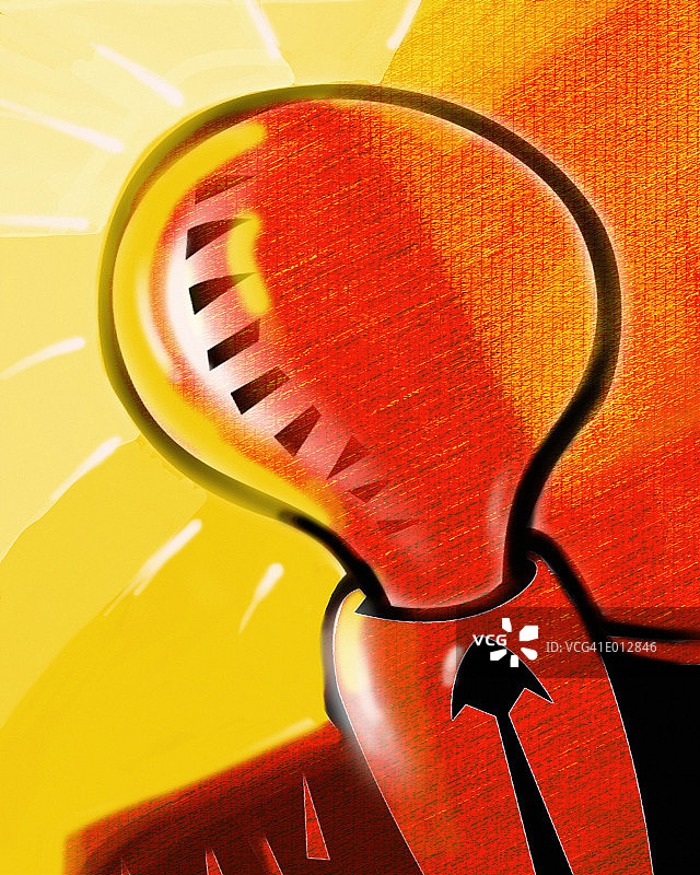 有着灯泡头的商人图片素材