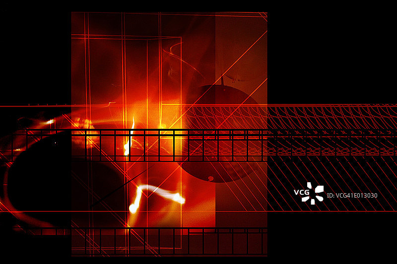 黑色和橙色背景上的线条和形状图片素材