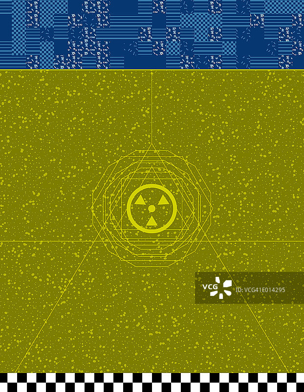 绿蓝背景上的放射性符号图片素材