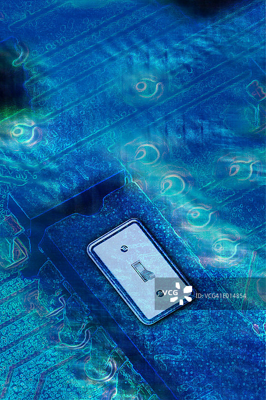 电路背景上的电灯开关图片素材